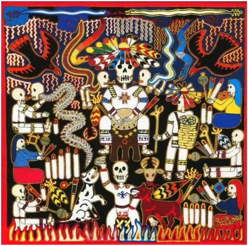 Wixárika yarn painting — Chamán · Wikimedia Commons